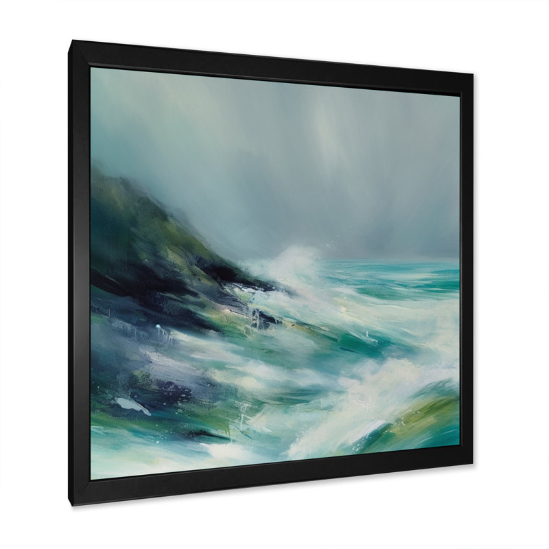 Paysage marin Kinka abstrait II, Cadre photo noir, H 36 po x l 36 po x P 1,5 po