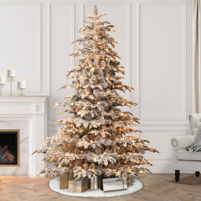 Pre-lit Aspen Flocked 7.5' White/Green Fir Trees Artificial Christmas Tree with 700 Warm White Lights