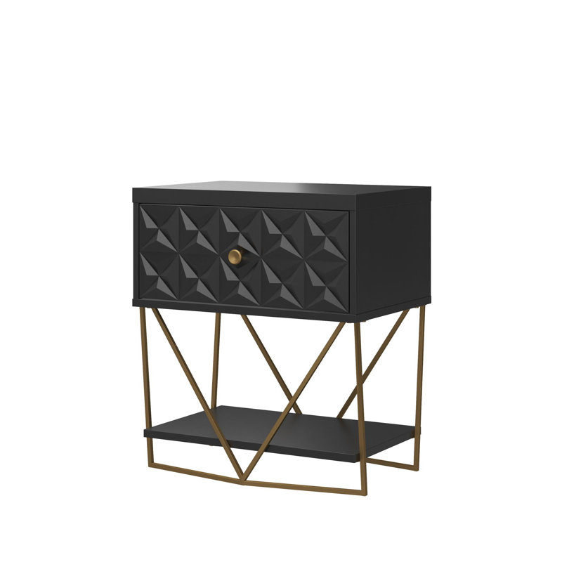 Minarik Floor Shelf End Table, Black