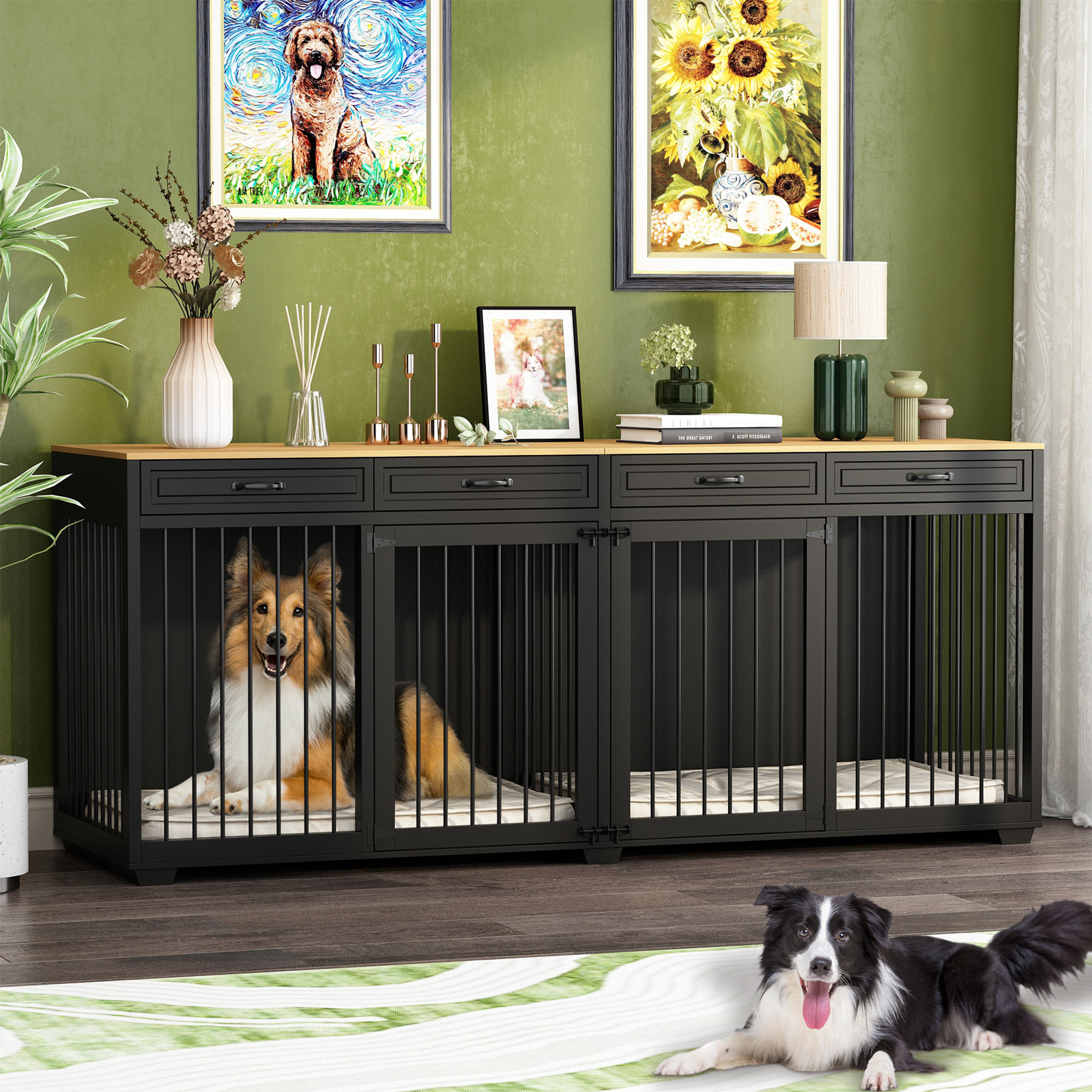 Tucker Murphy Pet™ Furniture Style Pet Crate With 4 Drawers And Divider 