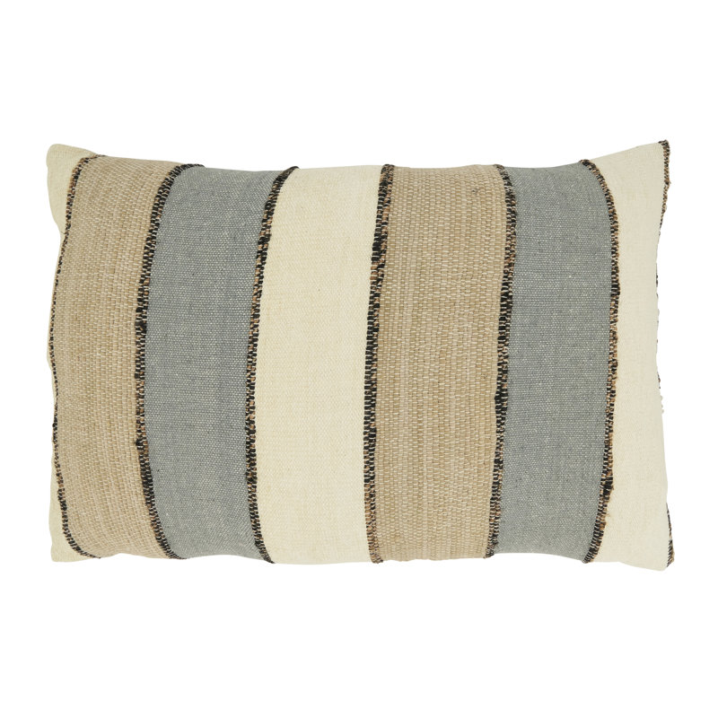 Contemporary Striped Rectangular Cotton Throw Pillow