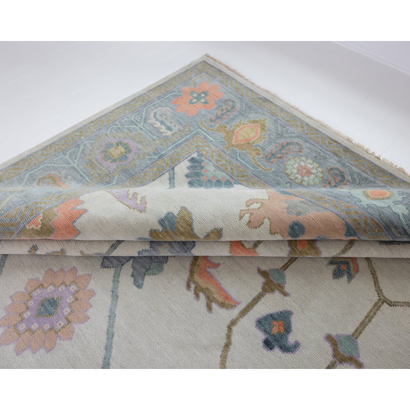 Jolene Hand Knotted Wool Trellis Area Rug, Square 12'