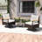 3 PCS Outdoor Swivel Chair Set with 2-Tier Tempered Glass Side Table Cushions-2119465975