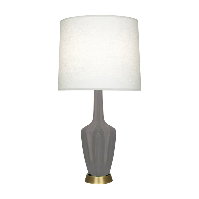 Petite lampe d'appoint Emma, H 30 po x l 6,25 po x P 15 po, Taupe fumé mat, Céramique / métal