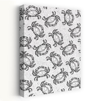 Nautical Crab Sketch Crab Coastal Wall Art Print 1 Piece Wrapped Canvas Wall Art