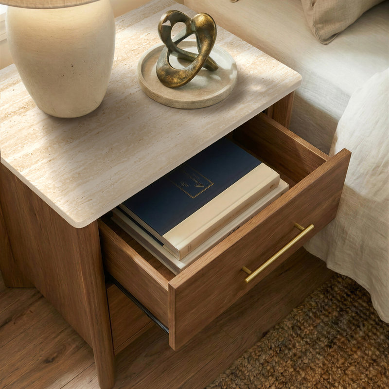 Auris 23.6" Nightstand with 2 Drawers, 20.8" H x 23.6" W x 15.6" D