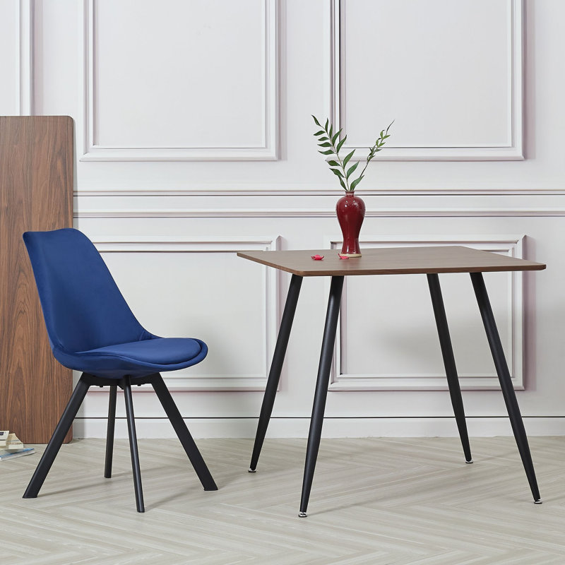 4 Rivas Velvet Upholstered Dining Chairs, Blue, 1