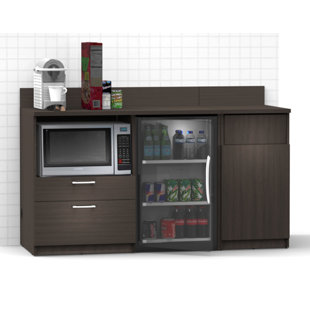 Inval Mini Refrigerator and Microwave Storage Cabinet - Amaretto