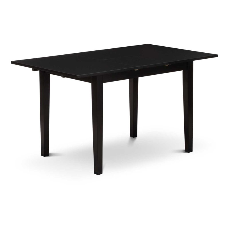 Ensemble de table de cuisine 3 pièces comprenant une table de salle à manger rectangulaire avec rallonge papillon et 2 chaises en tissu en polyester bleu marine, 32 po x 54 po, noir