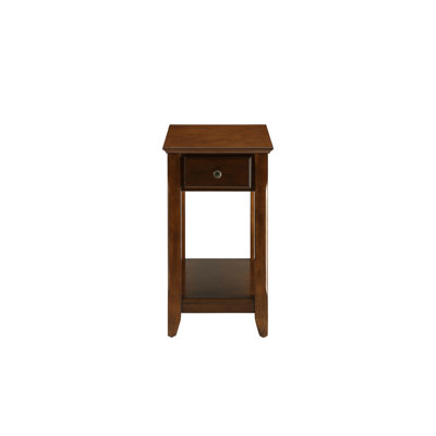 Noyer - Table à finition rectangulaire avec forme rectangulaire, un tiroir et une tablette, pieds fuselés en bois, caractéristique, pattes colorées de qualité de fabrication 1, toute la quincaillerie est fournie, capacité de 80 lb