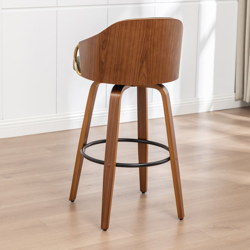 Swivel Upholstered Counter Stool, Green, Counter Stool (25" Seat Height)