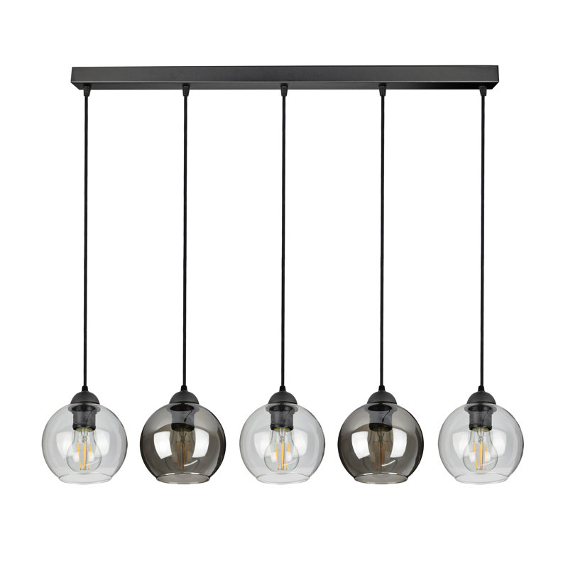 Ashtabula 5-Light Geometric Pendant, Aluminum/Transparent