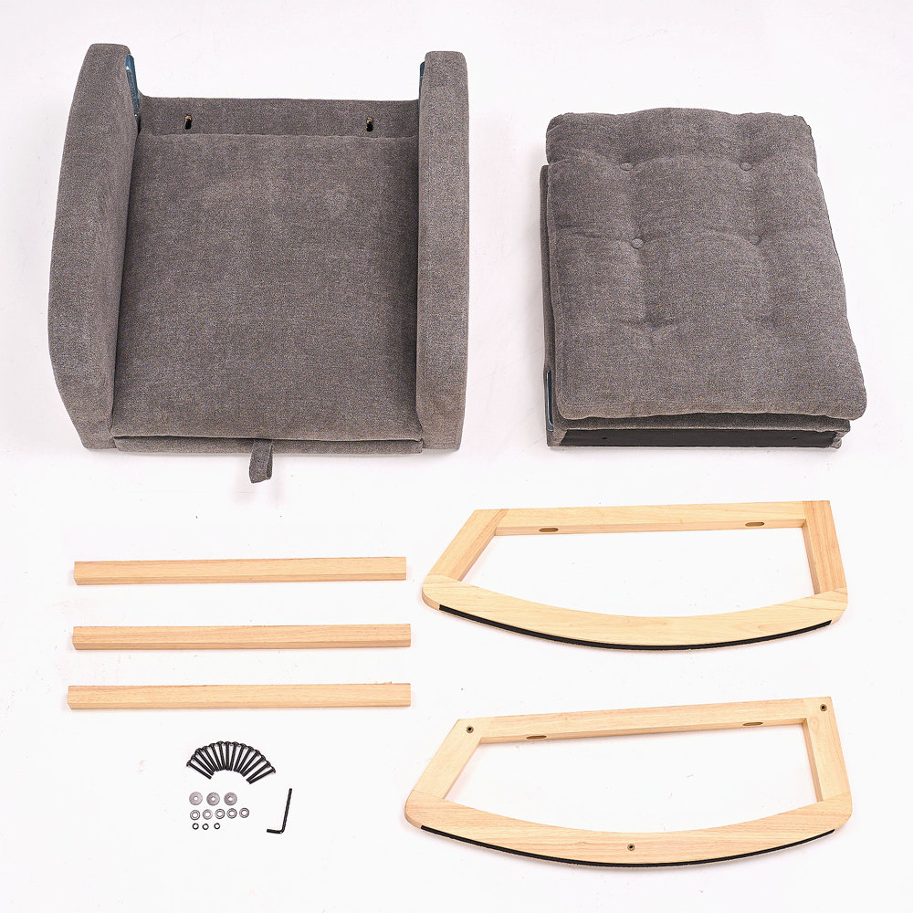 Latitude Run® Accent Rocking Chair With Footrest High Back Rubber Wood ...