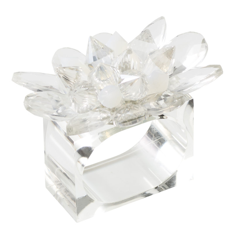Spectra Napkin Ring Set, Clear/White