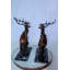 Paire de statues de cerf en bronze sur base de marbre, méthode de la cire perdue 15 po x 10 po x H 21 po