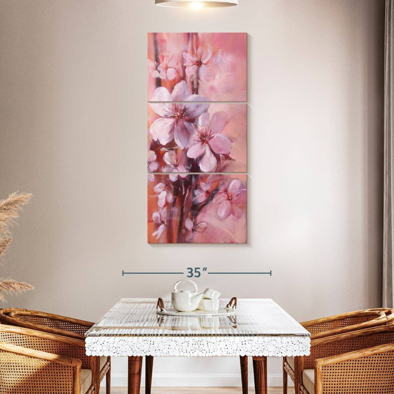 Fleurs d'amandier japonais, H 52 po x l 24 po