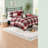Comfortable 6 Piece Red Bedding Sets, Polyester Herringbone, Farmhouse Style