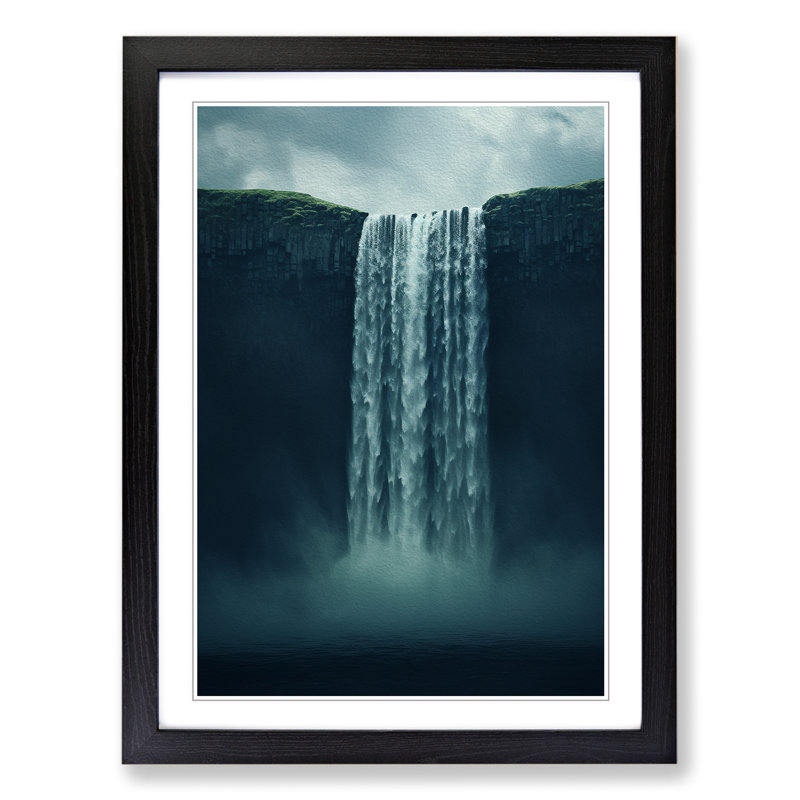 Waterfall Minimalism No.2 - Framed Print, Black , 46cm H x 34cm W x 2cm D