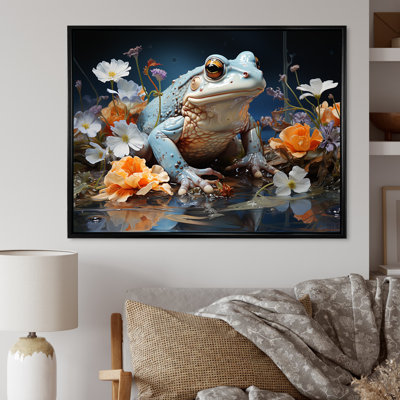 Représentation abstraite de la grenouille bleue I - reproduction sur toile