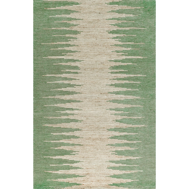 Tapis en laine touffeté à la main Abrash Ikat, Forêt, 5 pi 6 po x 8 pi 6 po