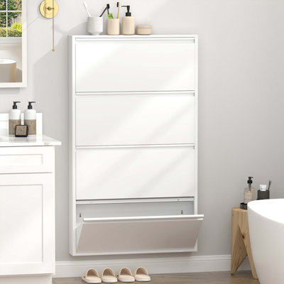 Armoire à chaussures murale en métal avec tiroirs rabattables et conception peu encombrante