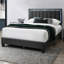 Lit 1pc grand lit en tissu de laine capitonné avec cadre de lit double à DEL-1224343080