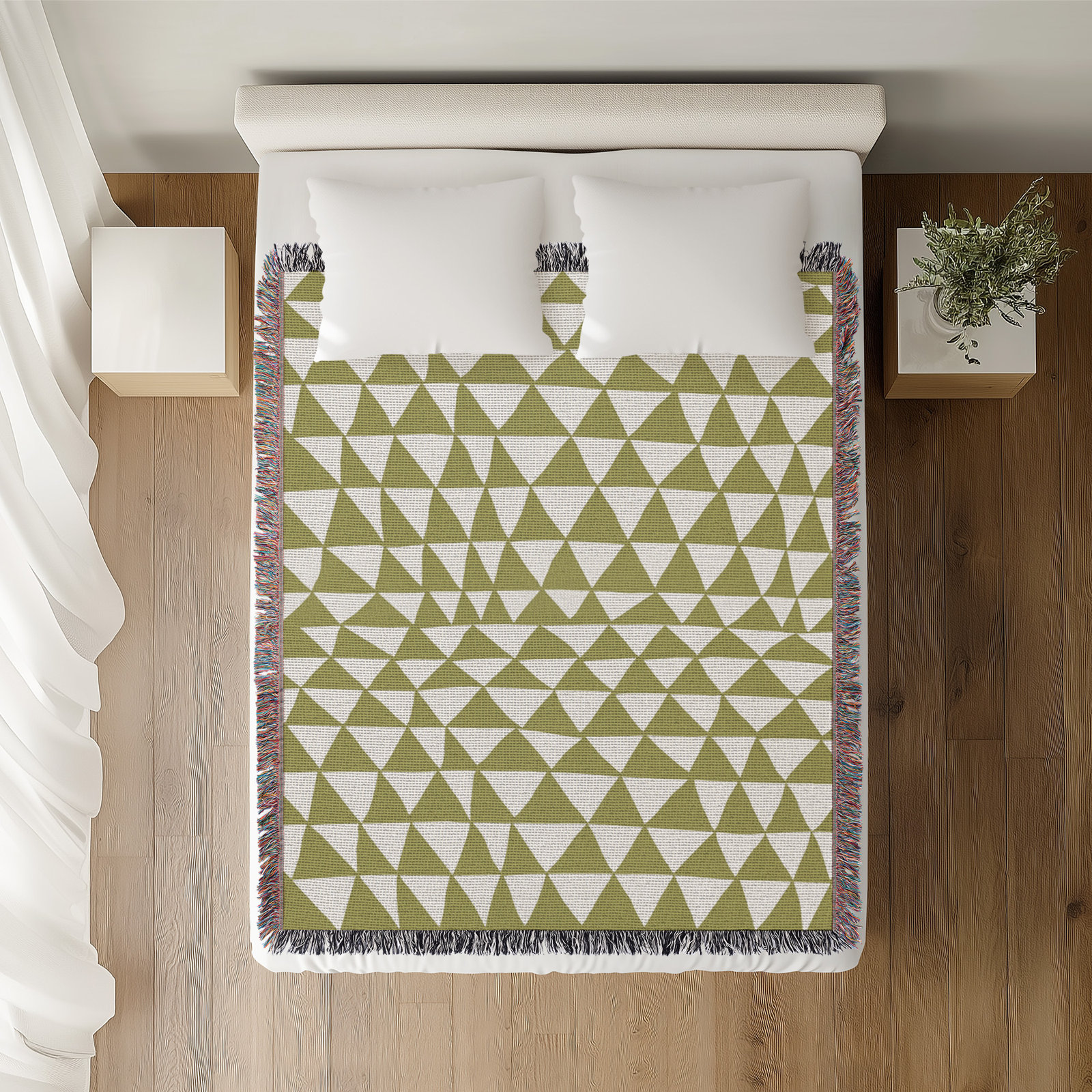 Kelia Cotton Throw Blanket, 60" x 80" – Queen, Chartreuse