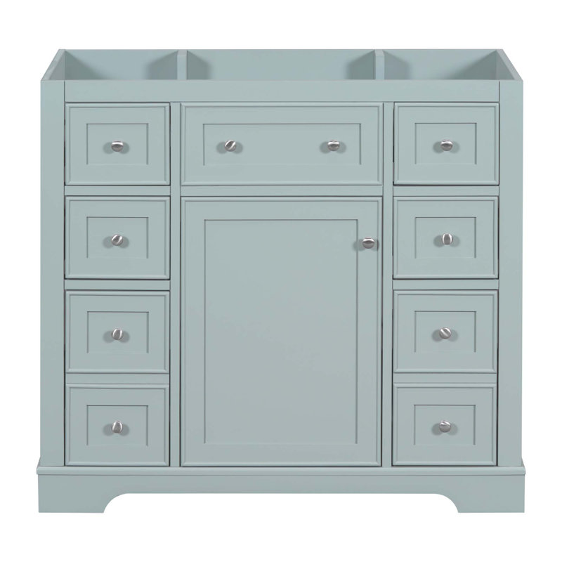 Meuble-lavabo 36 po sans lavabo, base d'armoire seulement, une armoire et six tiroirs, Vert
