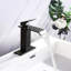 Robinet de lavabo de luxe - bec cascade, poignée simple, noir mat, levier de salle de bain à température réglable-121628662