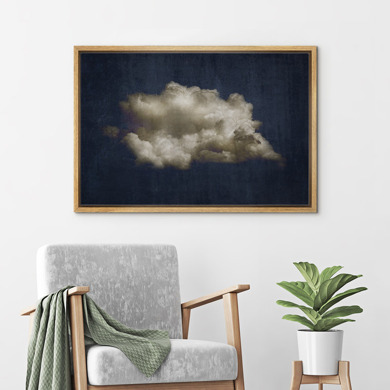 Œuvre d'art pastel bleu marine pastel abstrait bleu ciel, Naturel, H 24 po x l 36 po