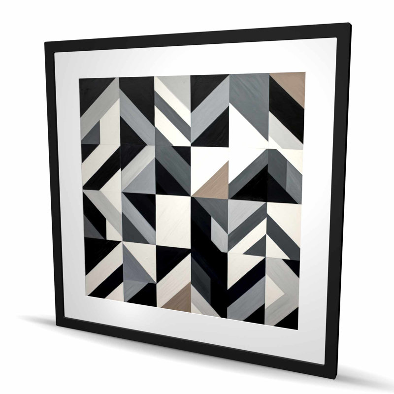 Grid - Framed Matted Print | Pattern Patterns Home Decor, Black