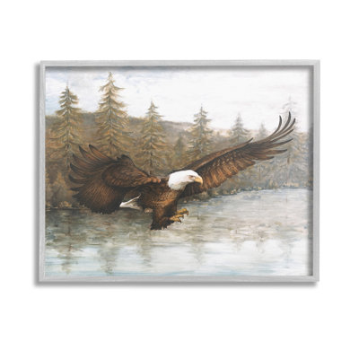Flying Eagle over Lake Framed Giclee Art by Dogwood Portfolio