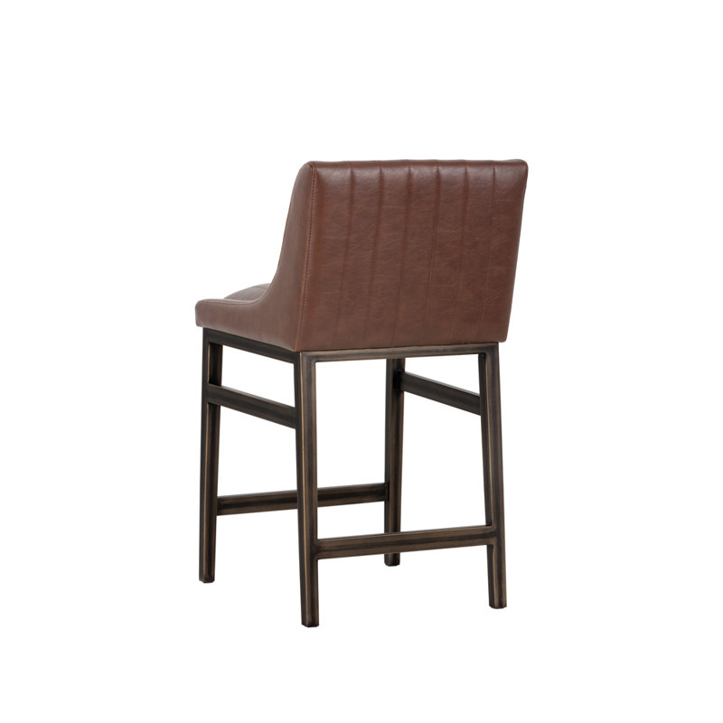 Halden Armless Bar & Counter Stool, Counter Stool (26" Seat Height), Bravo Cognac Seat/ Dark Brown Frame