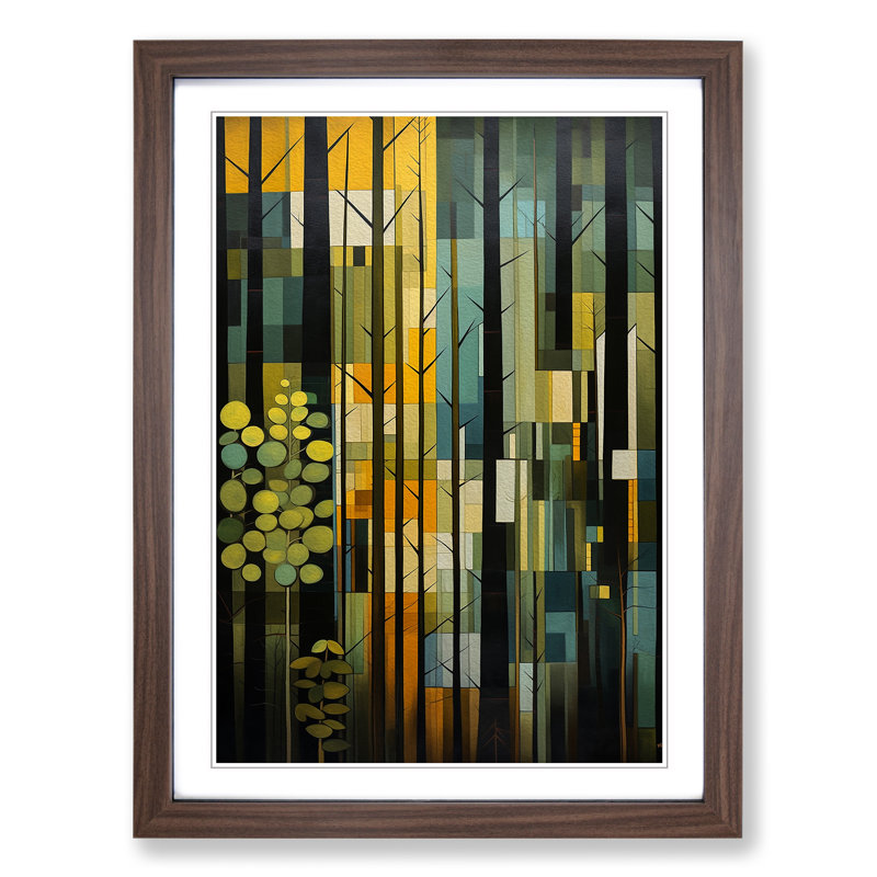 Forest Constructivism Art - Framed Print, 34cm H x 25cm W, Walnut Framed