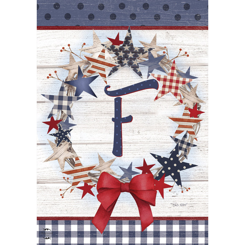 Drapeau de jardin American Wreath Monogram F