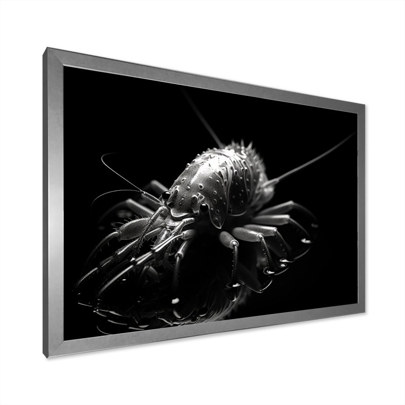 Reproduction d'art sur toile, noir et blanc, Cadre photo argenté, H 24 po x l 32 po x P 1 po