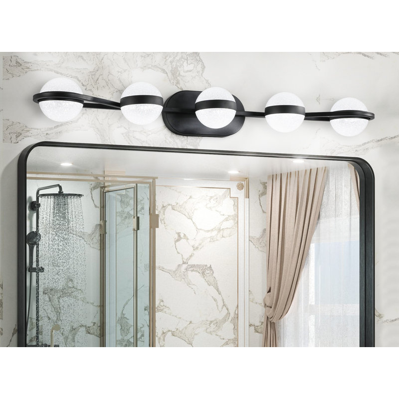 Éclairage pour meuble-lavabo avec 5 ampoules DEL, Noir