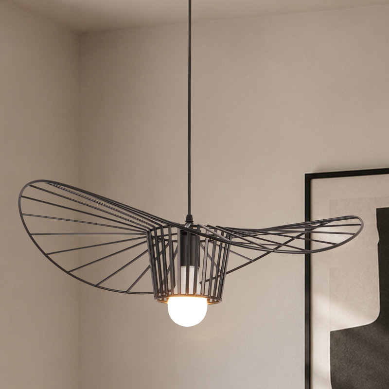 1 - Light Modern Straw Hat Dimmable Pendant Light (Bulb Included)