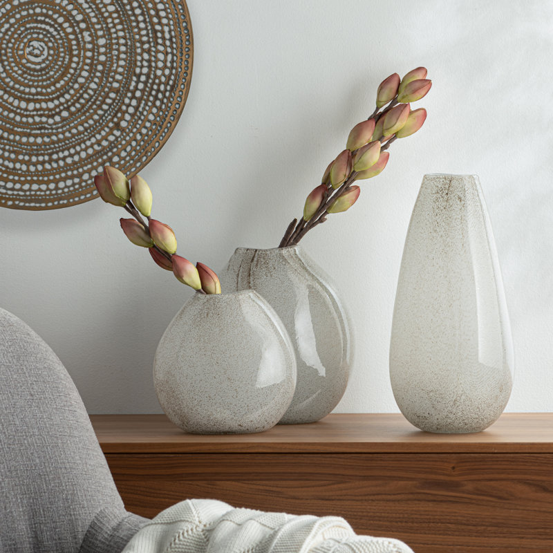 Vase de table en verre ceinwen, H 8 po x l 4,25 po x P 4,25 po, Blanc