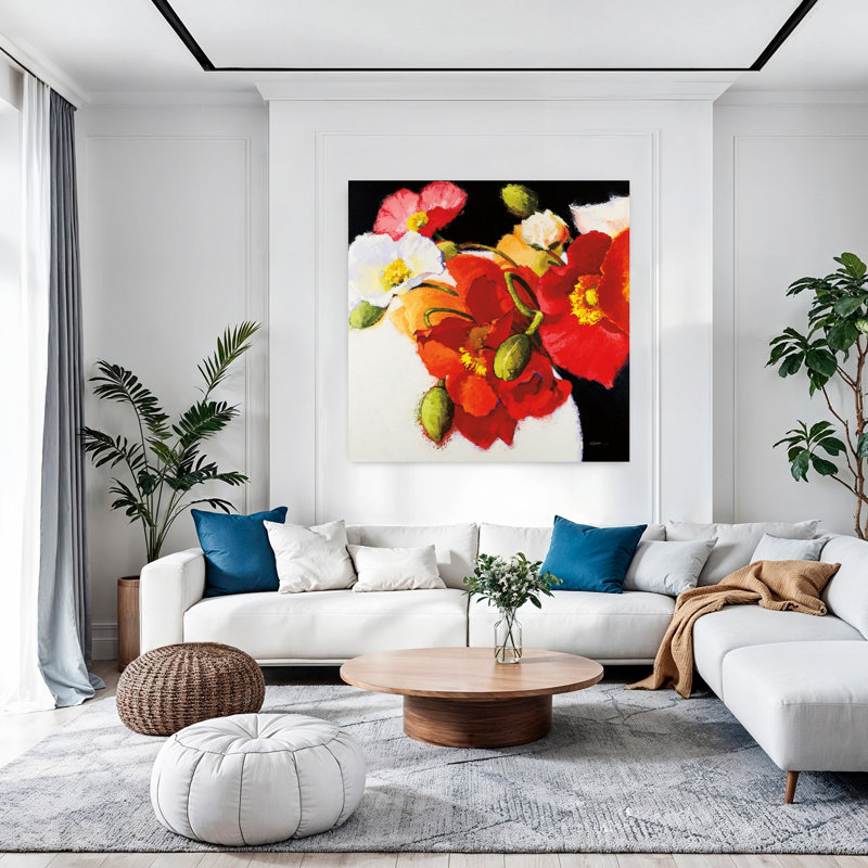 Mon audace I, coquelicot contemporain, H 48 po x l 48 po