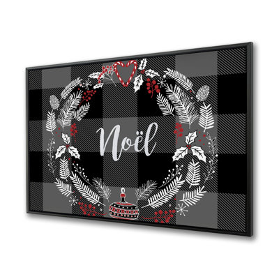 Christmas Wreath - Black Framed Canvas Holiday Home Decor
