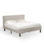Ensemble de lit plateforme grand 3 pièces avec 1 lit plateforme et 2 tables de bout - Fabrication fiable et robuste - Tissu en lin beige brume-950632065-950632070