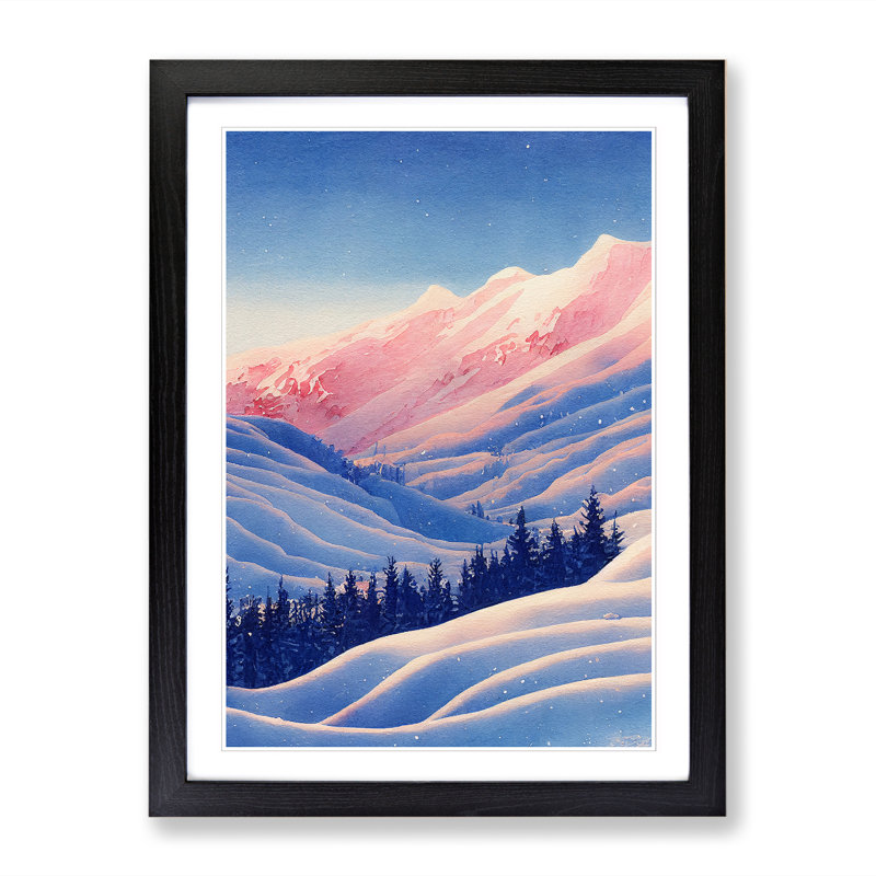 Watercolour Winter Forest Vol.1 - Single Picture Frame Print, 46cm H x 34cm W x 2cm D, Oak