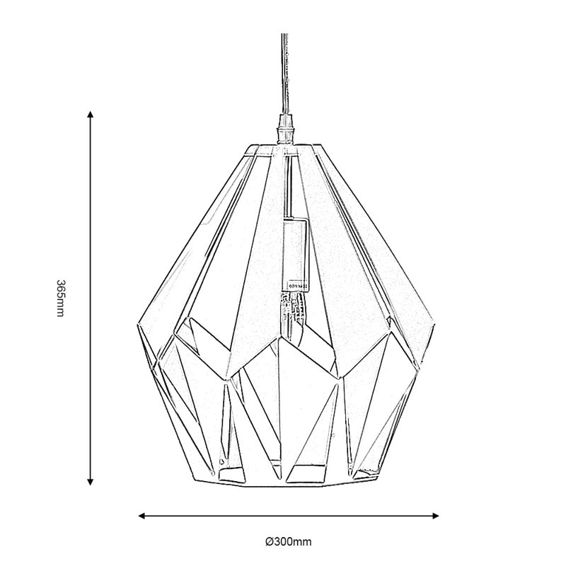 Arkia 1 - Light Geometric Pendant, Black, 38cm H x 30cm W