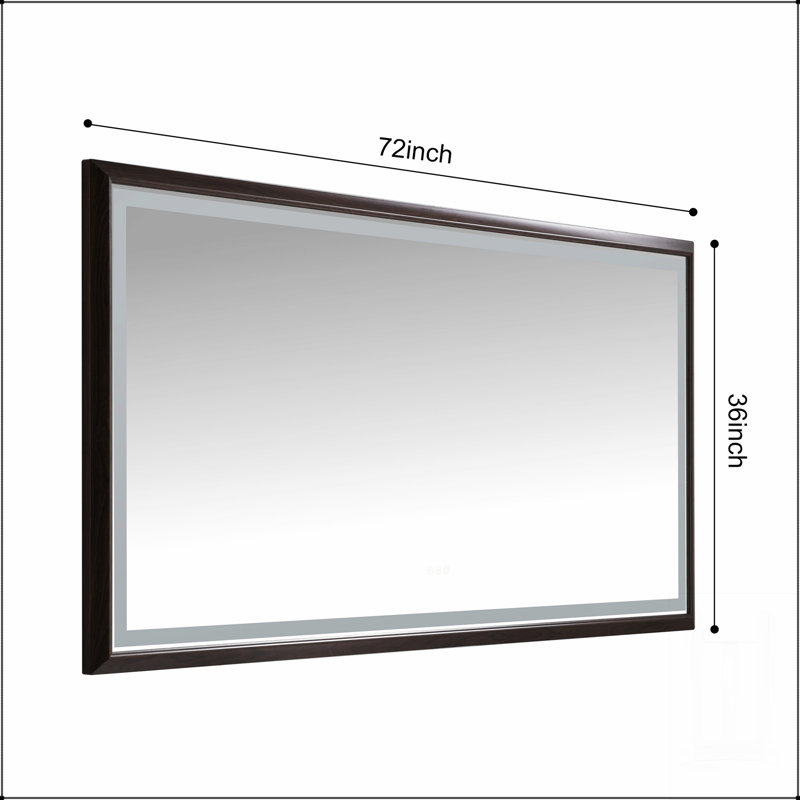 Miroir de salle de bain à DEL avec cadre en aluminium, meuble-lavabo mural, antibuée, mémoire, 3 couleurs, gradation continue