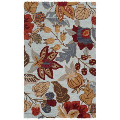Emrick Hand Hooked Wool Floral Rug
