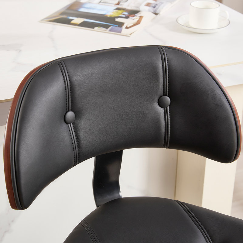 Swivel and  Adjustable Height Bar Stool with Footrest, 3, Black Seat/Black Frame