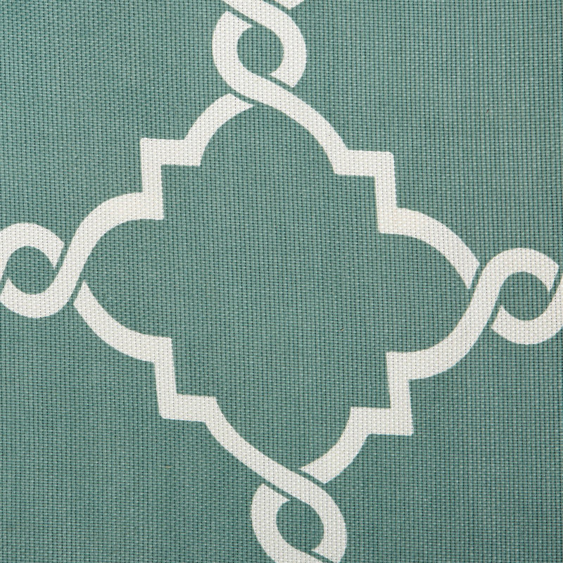 Fretwork Print Grommet Top Window Valance 50x18", Seafoam/White