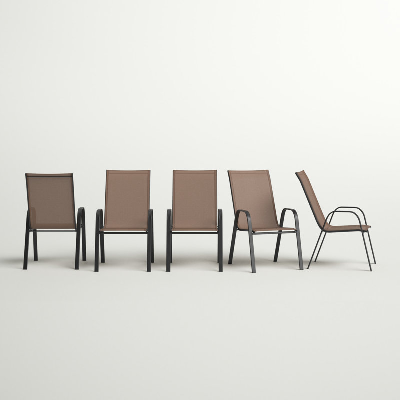 Chaises de patio d'extérieur Artu Flex Comfort Sling de Flash Furniture, Structure noire / coussin brun