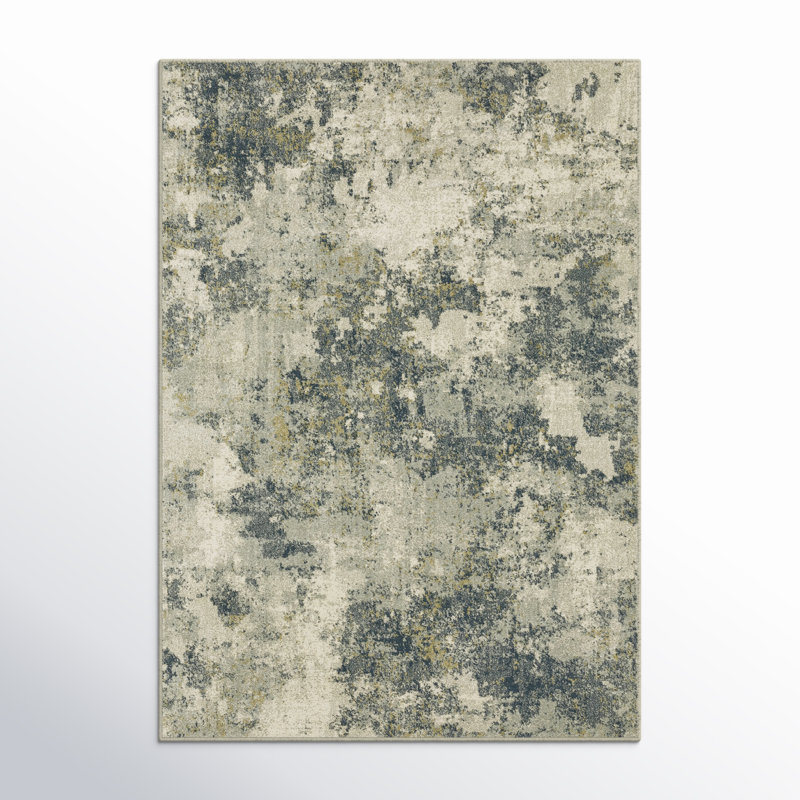 Tapis intérieur beige / bleu sarcelle à motif abstrait Matsumura, Rectangle 9 pi 10 po x 12 pi 10 po